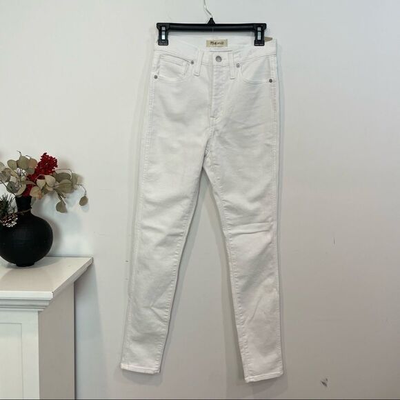 Madewell White 10" High-Rise Jeans Summer Strecth Crop Ankle Denim Pants - Picture 4 of 11